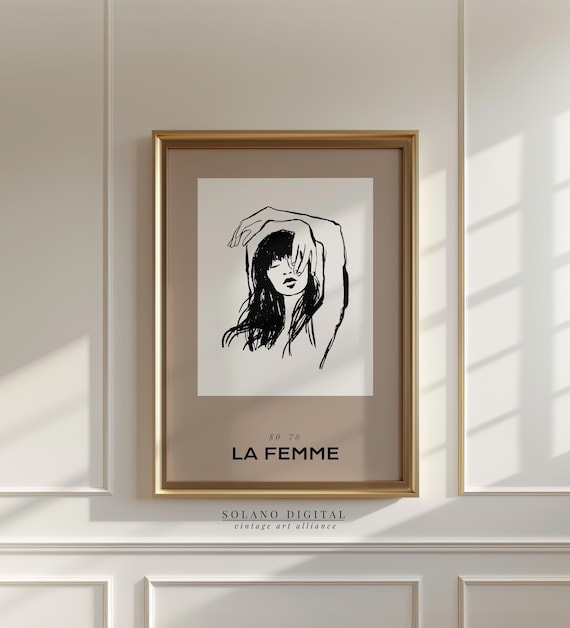 La Femme No 78 Minimalist French Line Art Woman Portrait Poster