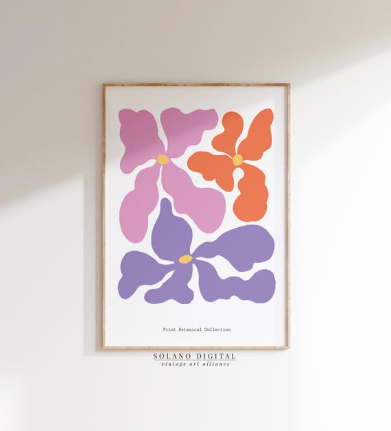 Colorful Botanical Flowers Print Abstract Floral Art Modern Minimalist Wall Decor Boho Poster