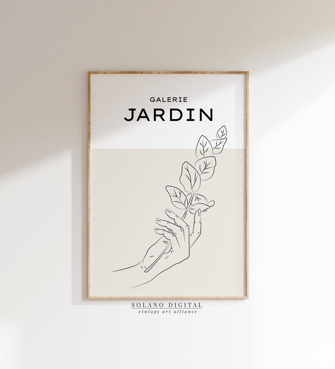 Galerie Jardin Hand Holding Leaf Branch Line Drawing Poster Art