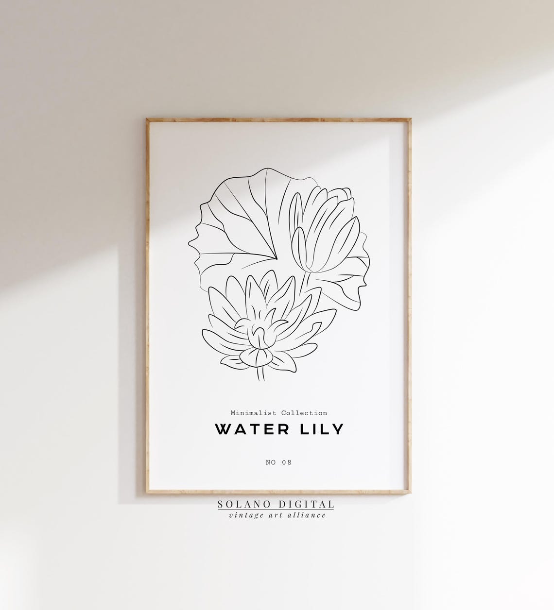 Water Lily Line Art No 08 Minimalist Botanical Flower Poster