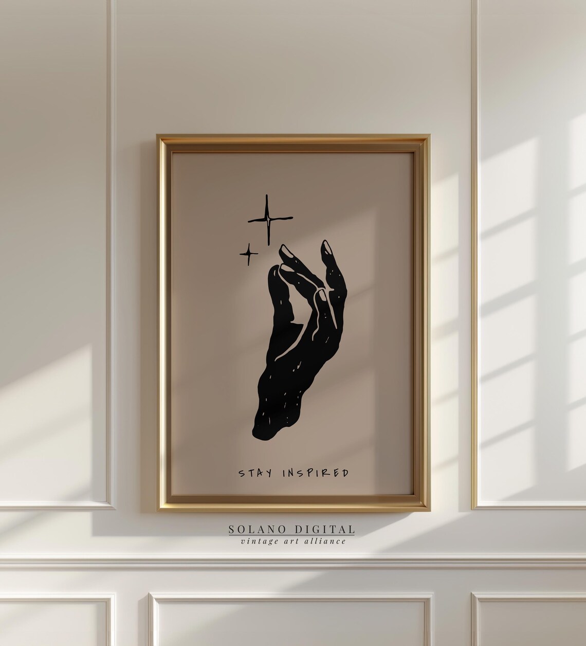 Stay Inspired Reaching Hand And Stars Minimalist Quote Poster