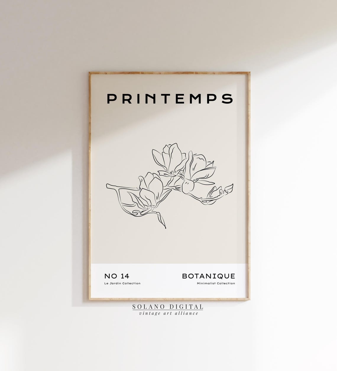 Printemps No 14 Magnolia Branch Minimalist Line Art Botanical Poster