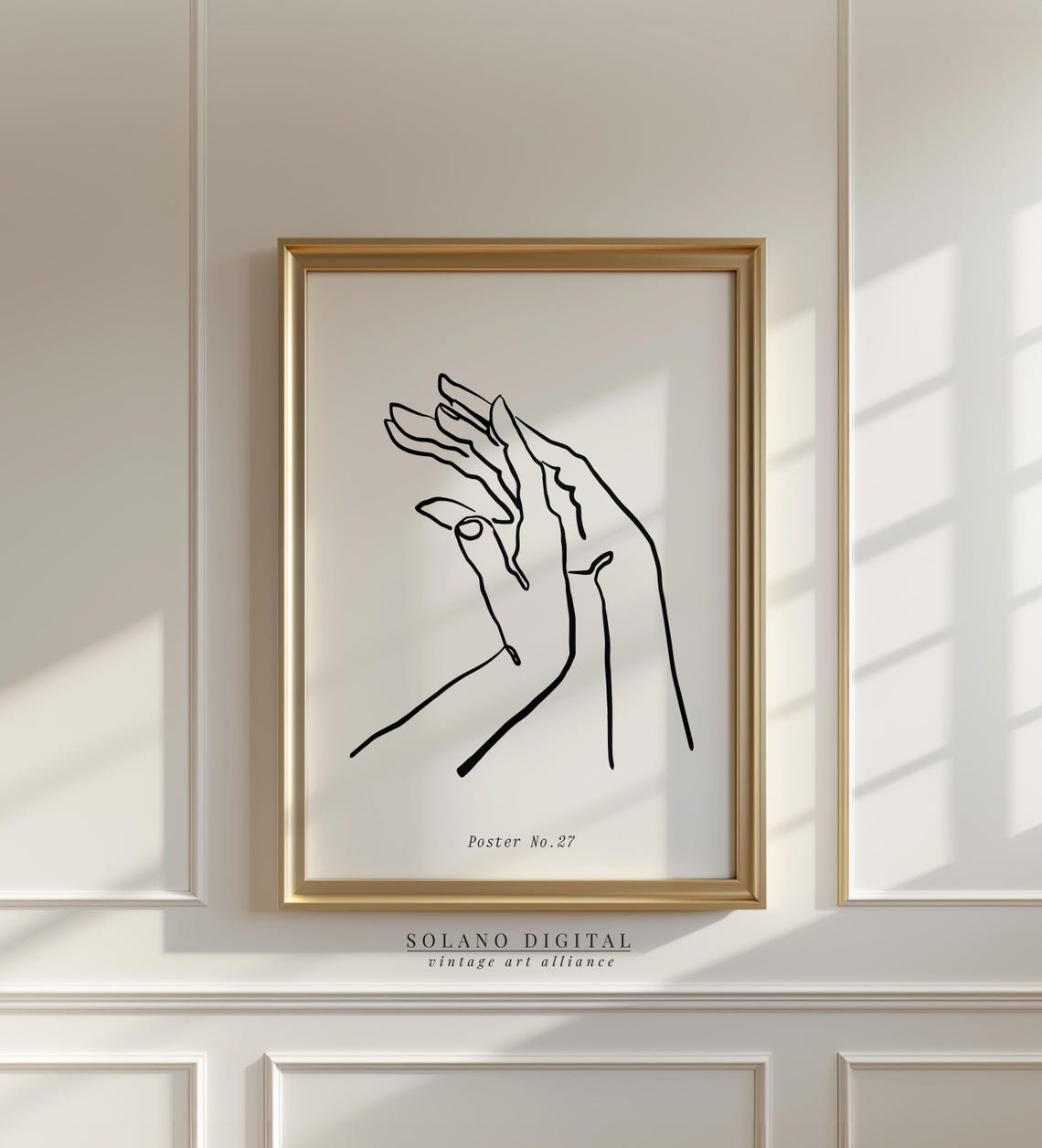 Minimalist Hands Line Drawing Abstract Black And White Art Print