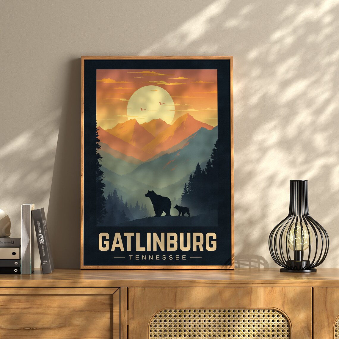 Gatlinburg Tennessee Vintage Travel Poster, Black Bear