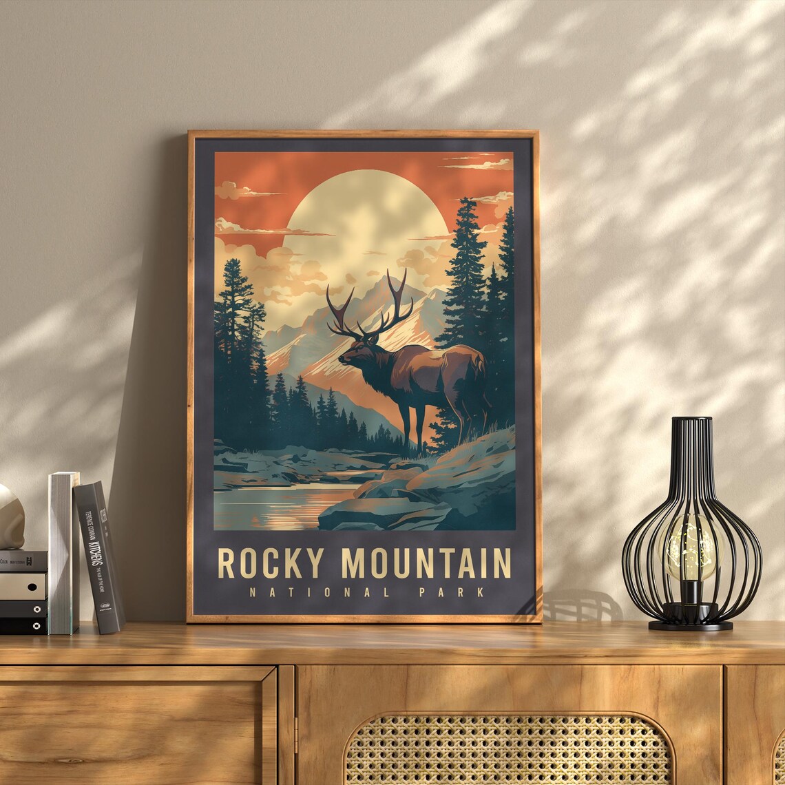 Colorado Rocky Mountains Elk Travel Poster Print
