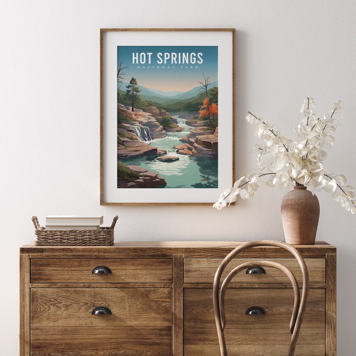 Hot Springs National Park Waterfall Gorge Vintage Travel Poster - Image 2