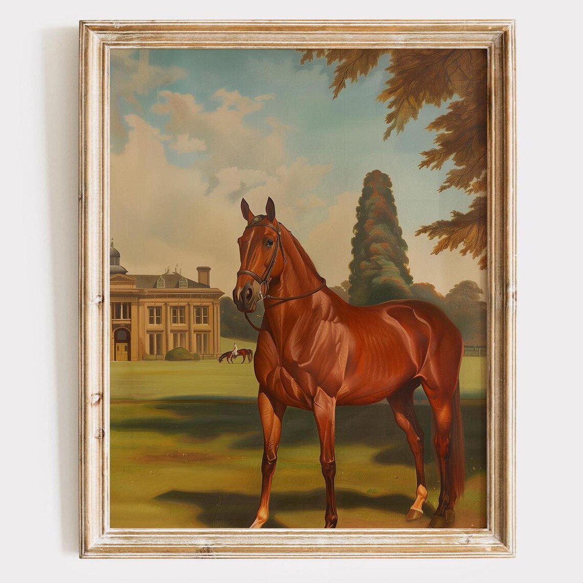 English Classic Oil Painting Chestnut Thoroughbred Horse Poster