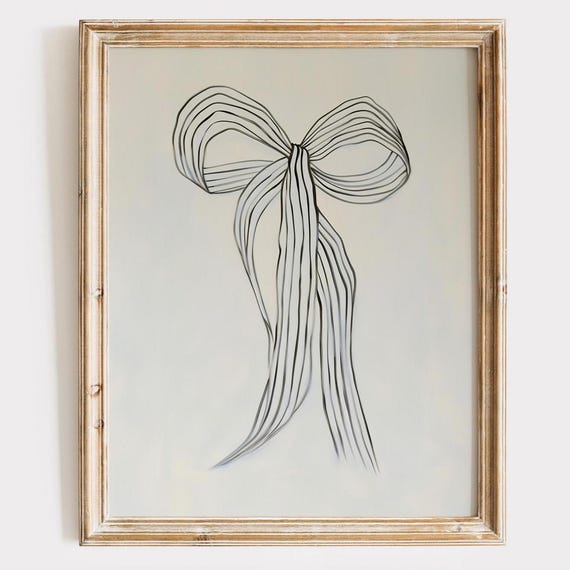Black Coquette Bow Minimalist Girly Wall Art