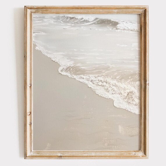 Minimalist Neutral Beach Wave Meeting Soft Sand Coastal Poster