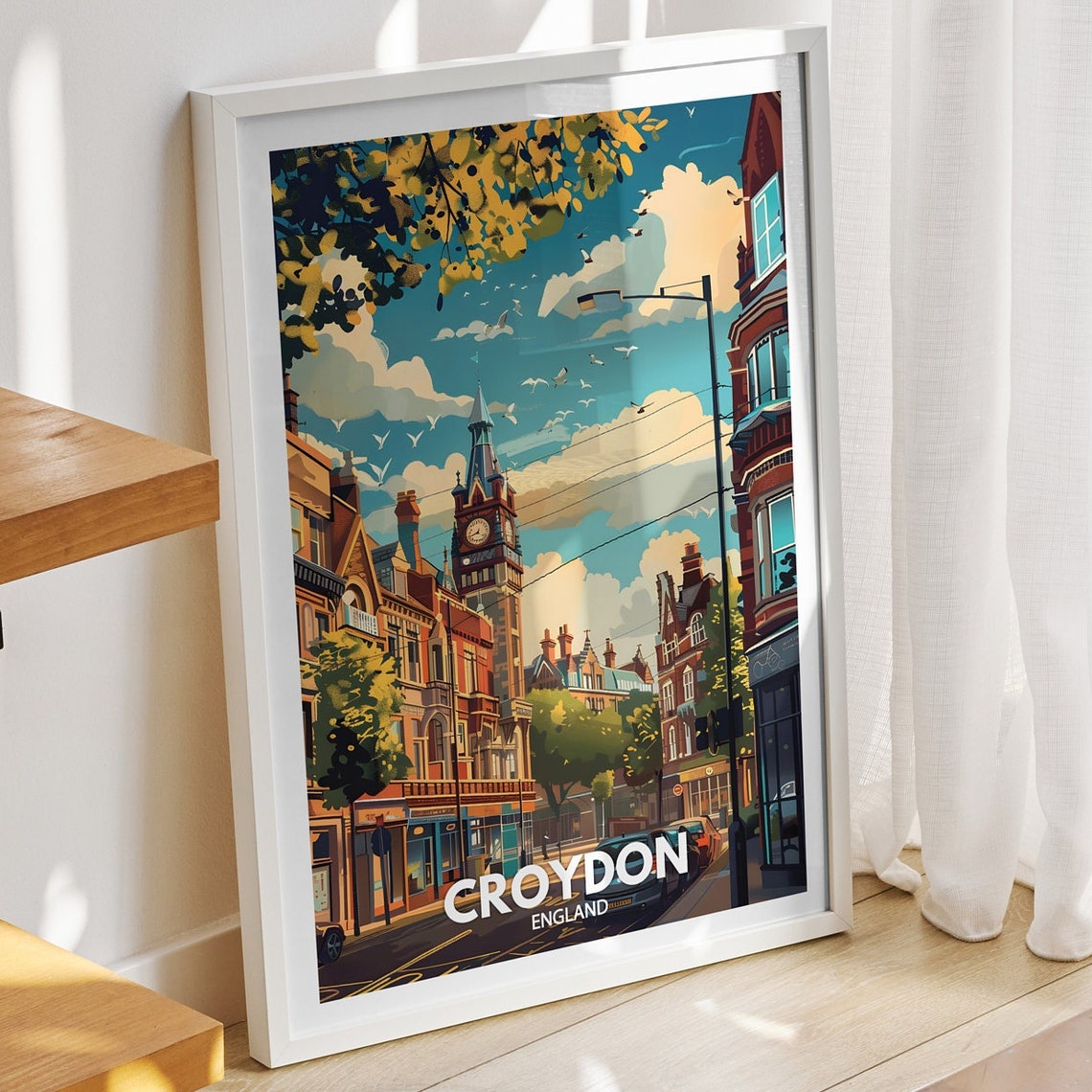 Croydon Travel Print England Croydon Art Poster England Travel Poster United Kingdom Wall Art English Art Decor