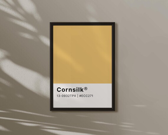 Cornsilk Colour Card Wall Art Neutral Yellow Poster Warm Minimalist Print For Home Styling