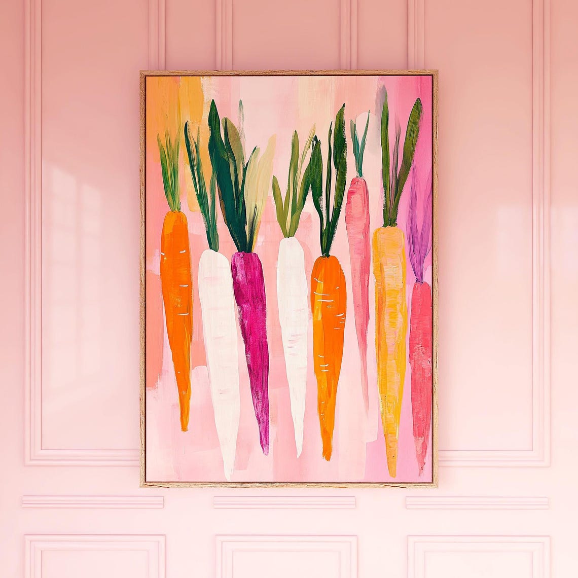 Colorful Carrots Row Rainbow Vegetables Kitchen Painting Poster