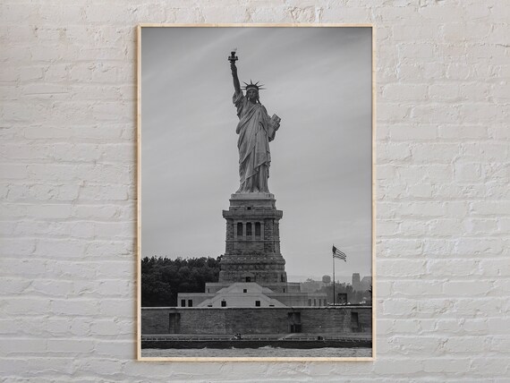 Statue Of Liberty New York Harbor Black And White Photo Poster