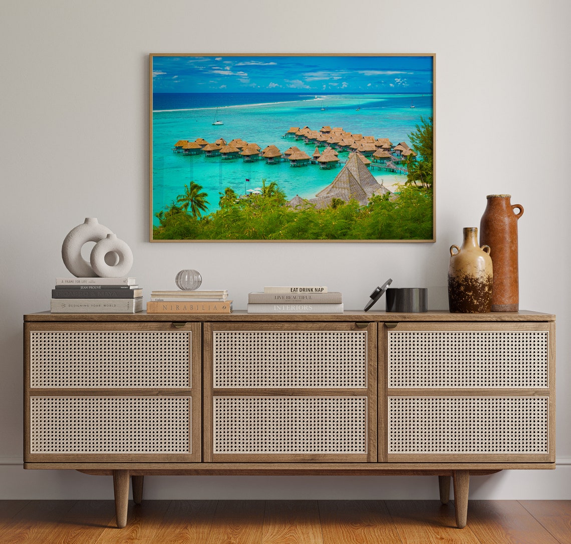 French Polynesia Overwater Bungalows Turquoise Lagoon Poster - Image 4