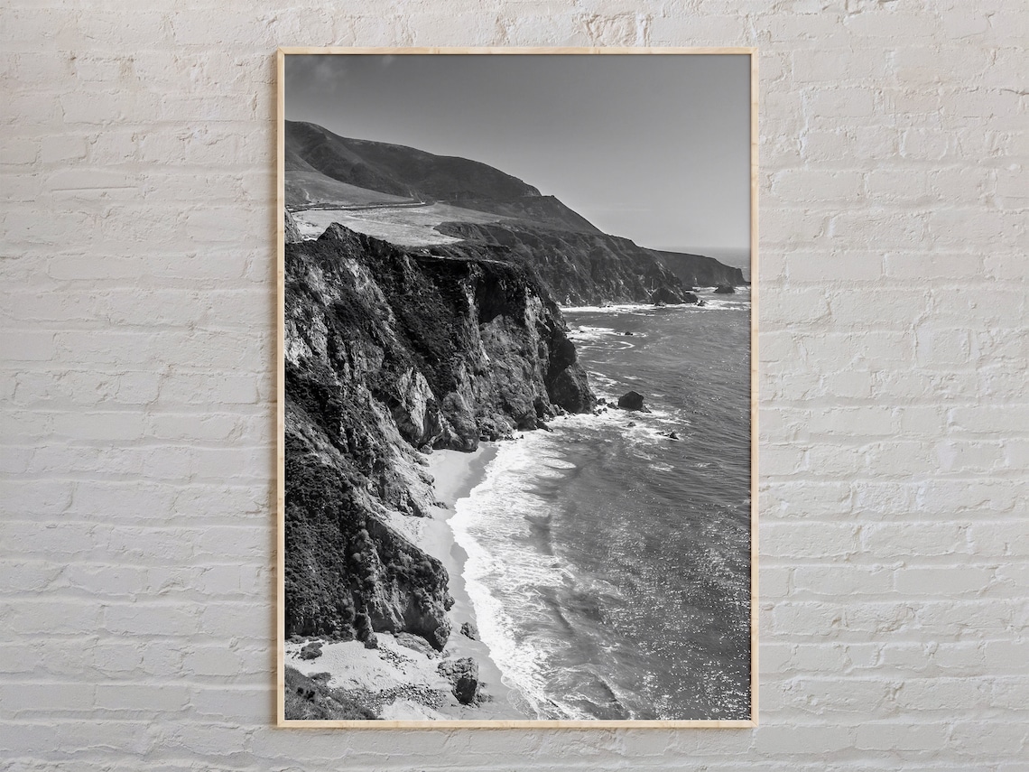 Monterey Black and White Travel Poster, Wall Art Print