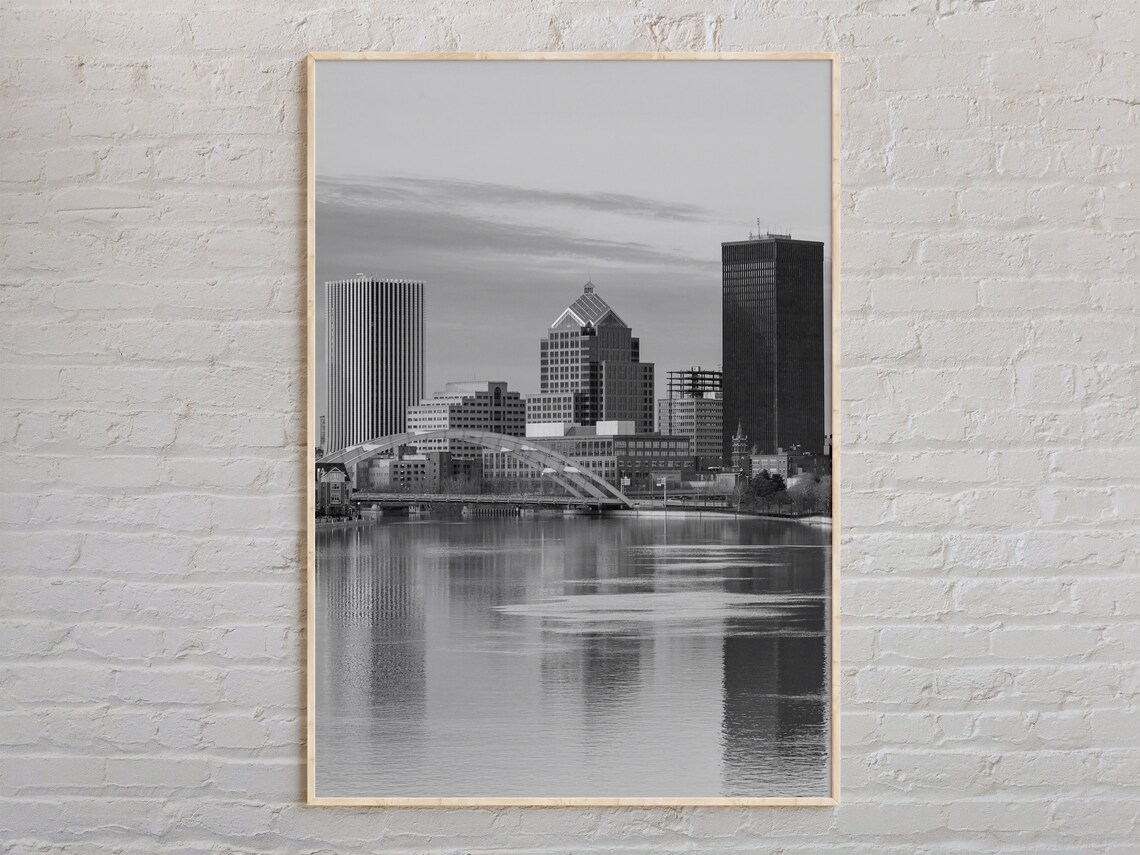 Rochester New York Skyline Black And White City Photography Poster