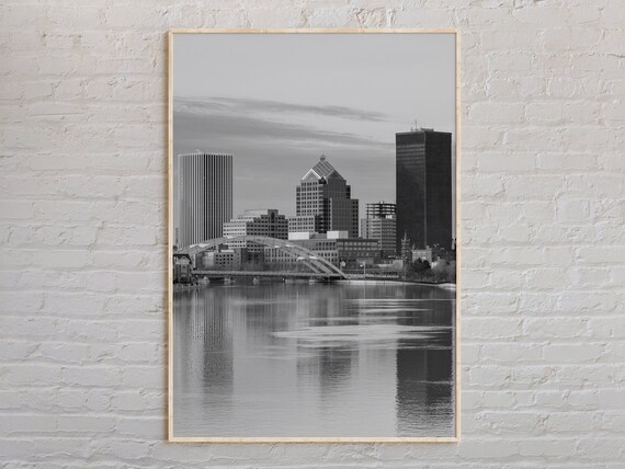 Rochester New York Skyline Black And White City Photography Poster