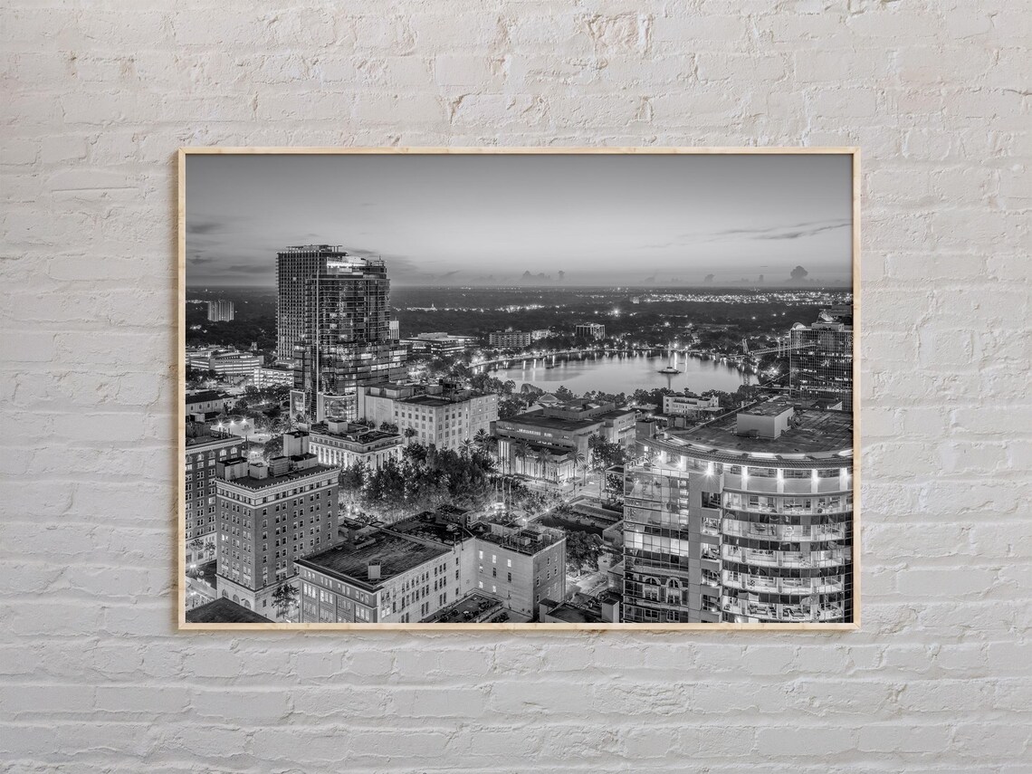 Black And White Orlando Travel Poster, Florida