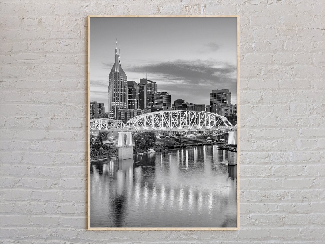 Nashville Black And White Travel Poster, Wall Art