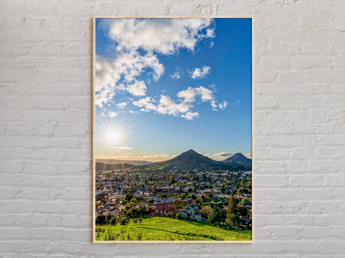 San Luis Obispo California Sunset Cityscape Real Photo Travel Landscape Poster