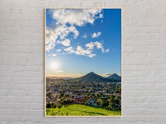 San Luis Obispo California Sunset Cityscape Real Photo Travel Landscape Poster