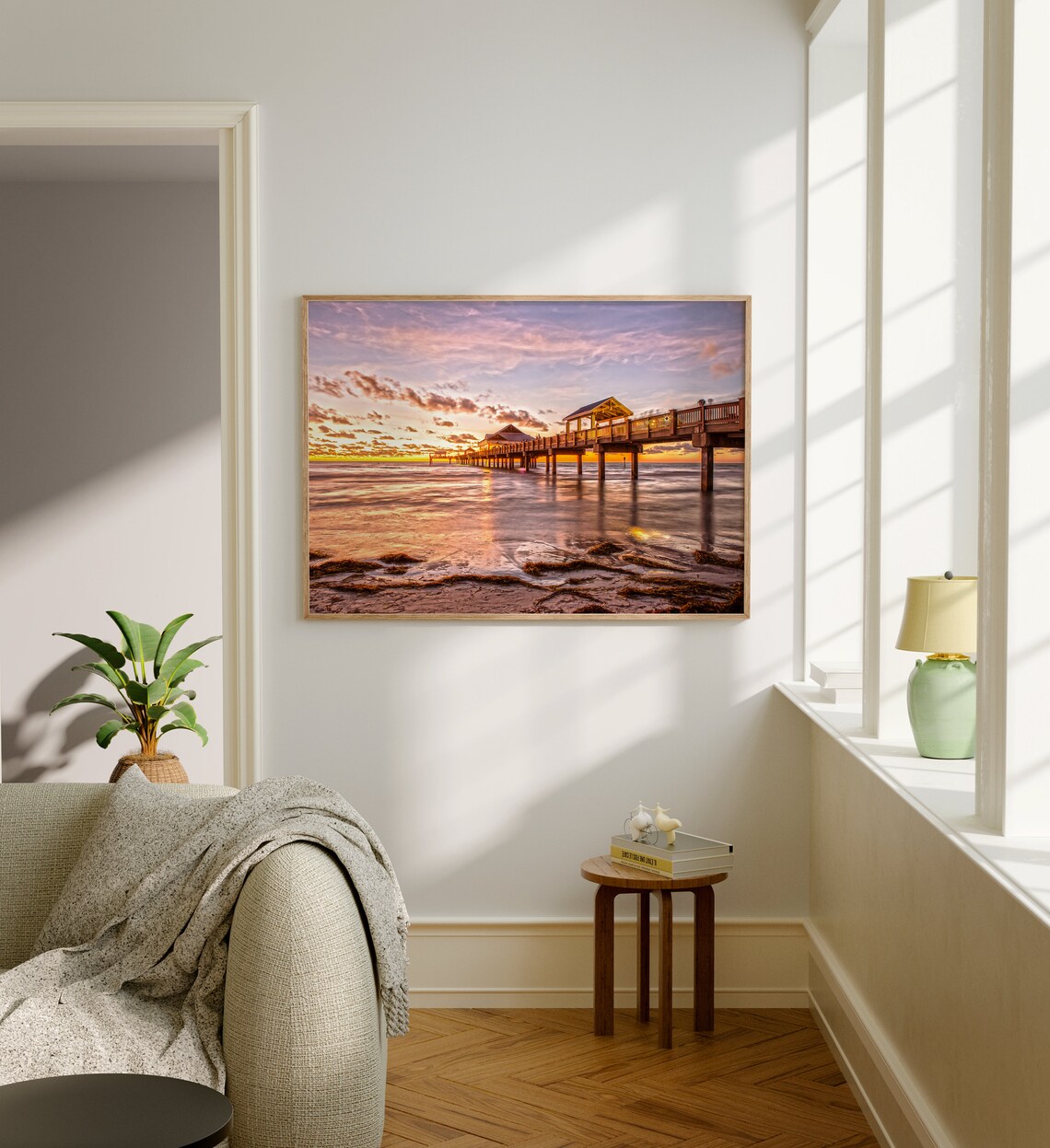 Clearwater Beach Wooden Pier Sunset Gulf Ocean Landscape Poster - Image 5