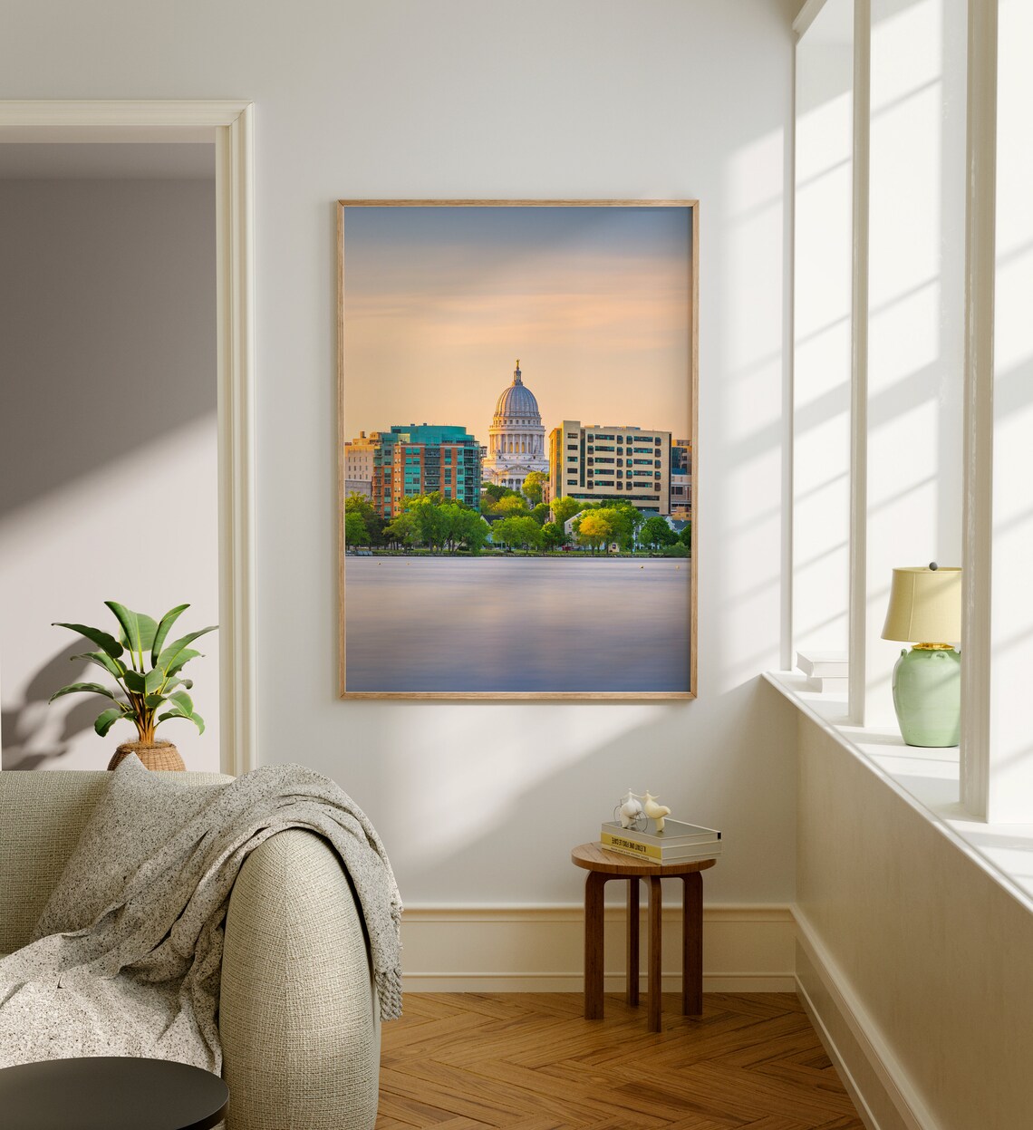 Madison Wisconsin State Capitol Sunrise Lake Monona Skyline Poster - Image 5