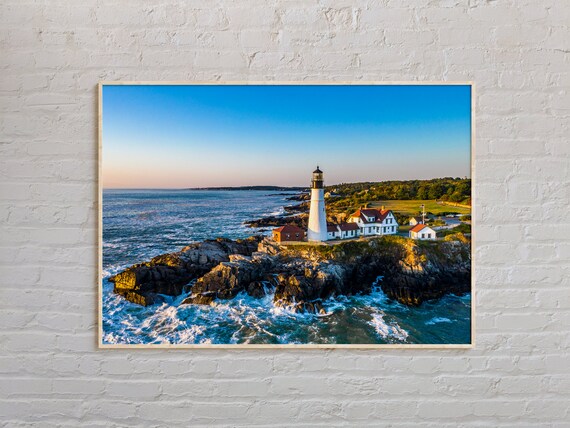 Portland Head Light Maine Lighthouse Rocky Sunset Photo Poster