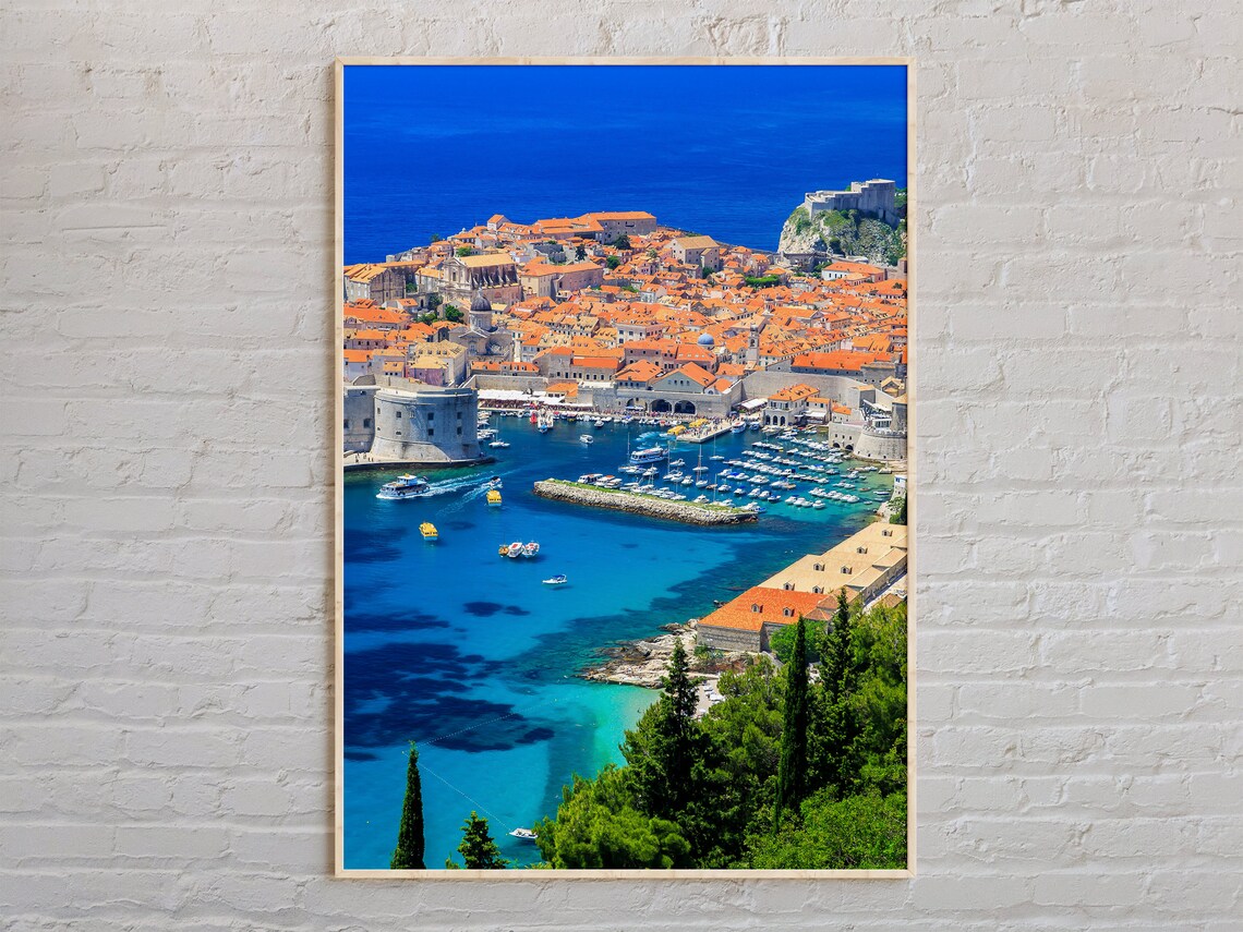 Dubrovnik Croatia Old Town Orange Rooftops Harbor Photo Poster