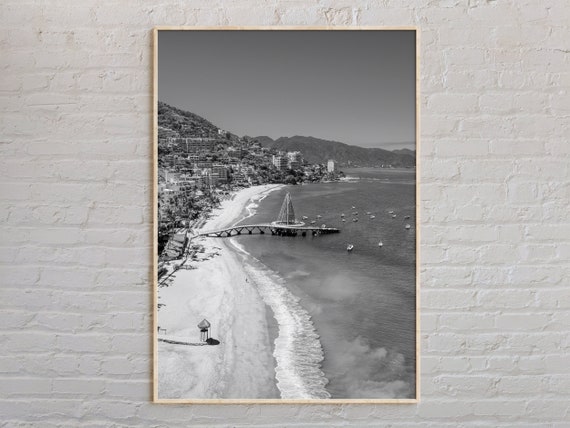 Black And White Puerto Vallarta Print Wall Art Poster Photo Decor