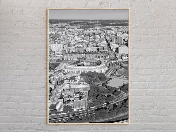 Black And White Bronx Baseball Stadium Aerial City Photo Poster