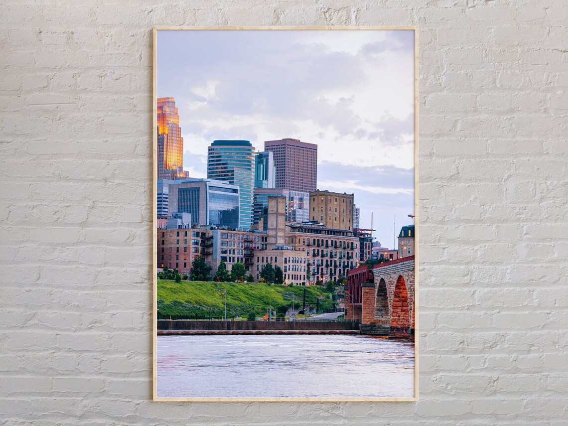 Minneapolis Skyline Mississippi River Real Photo City Wall Art