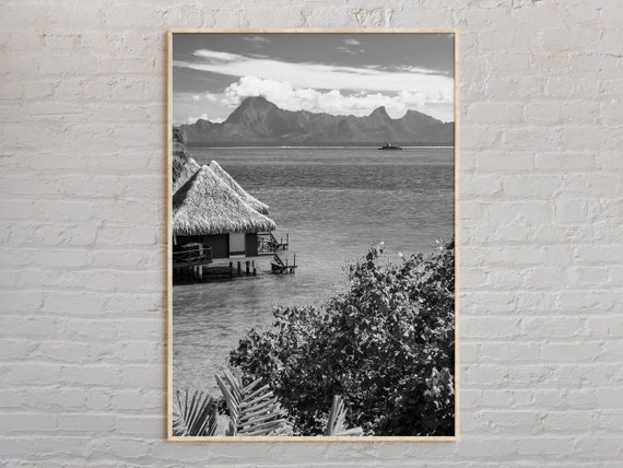 Black And White Tahiti Print Wall Art Poster Photo Decor Oceania