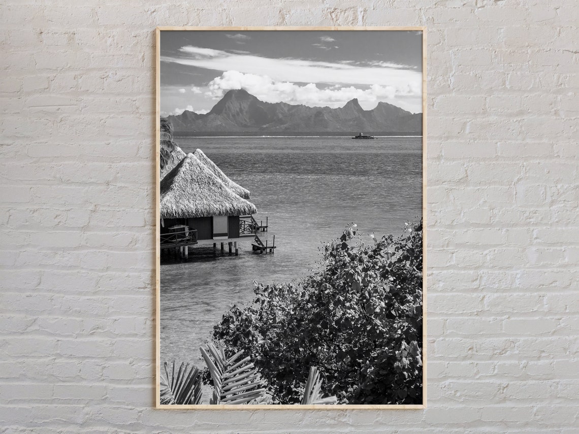 Black And White Tahiti Print Wall Art Poster Photo Decor Oceania