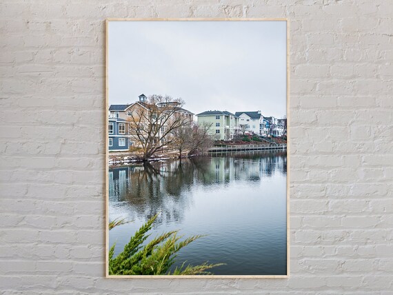 Traverse City Michigan Waterfront Winter Reflection View Poster