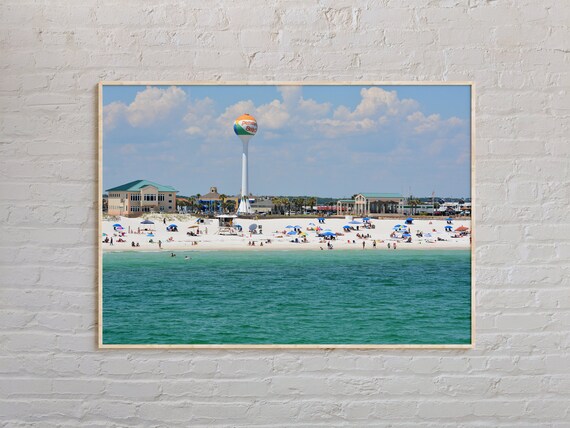 Pensacola Beach Florida Water Tower Beach Scene Real Photo Poster