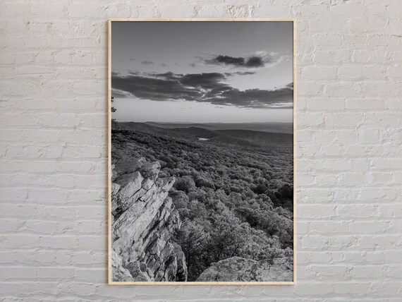 Maryland Mountain Valley Overlook Poster Black And White Rocky Cliff Photo