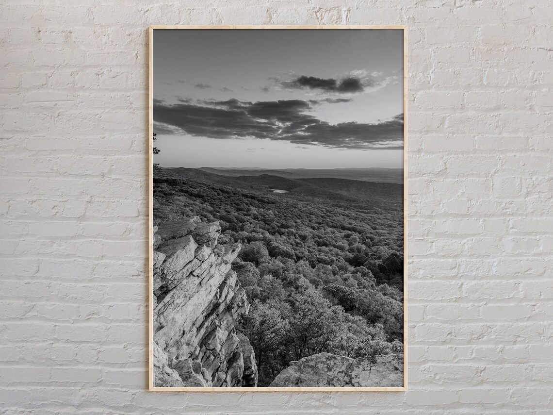 Maryland Mountain Valley Overlook Poster Black And White Rocky Cliff Photo