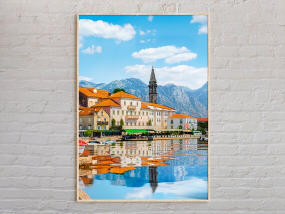 Kotor Montenegro Bay Waterfront Mountain View Travel Photo Poster