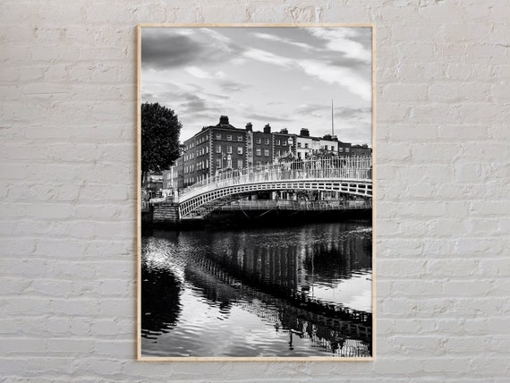 Dublin Black And White Travel Poster, Ireland Wall Art
