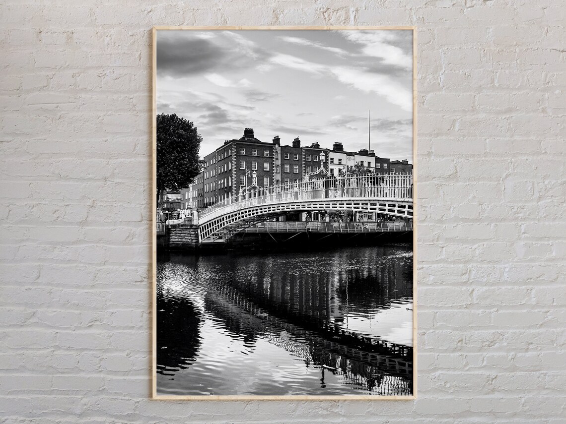 Dublin Black And White Travel Poster, Ireland Wall Art