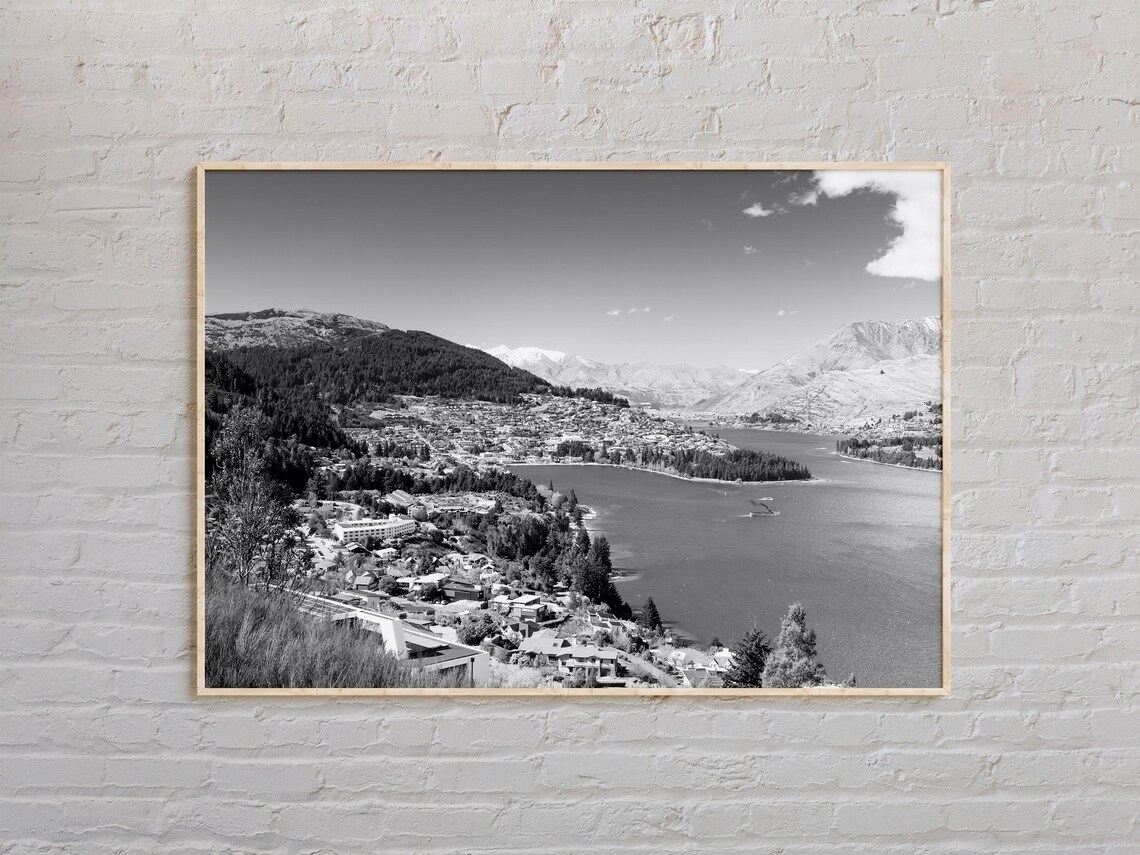 Black And White Queenstown Print Queenstown Art Queenstown Poster Queenstown Photo Queenstown Poster Print Queenstown Wall Decor