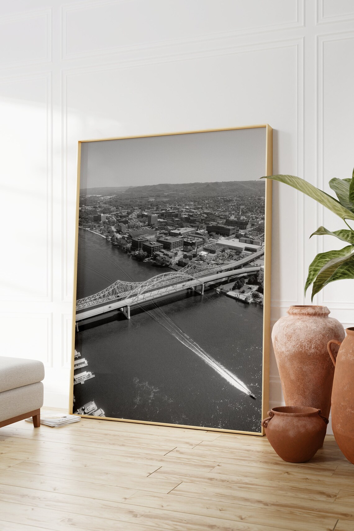 La Crosse Wisconsin Mississippi River Steel Bridge Aerial Poster - Image 2