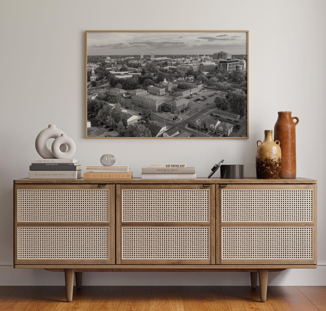 Lexington Kentucky Aerial View Black and White City Skyline Poster - Image 4