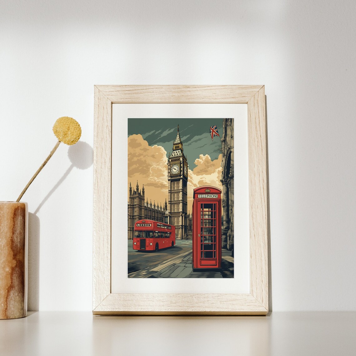 Classic London Big Ben Red Bus and Phone Booth Travel Poster - Image 2