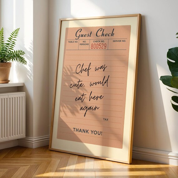 Funny Chef Was Cute Retro Restaurant Guest Check Kitchen Quote Poster