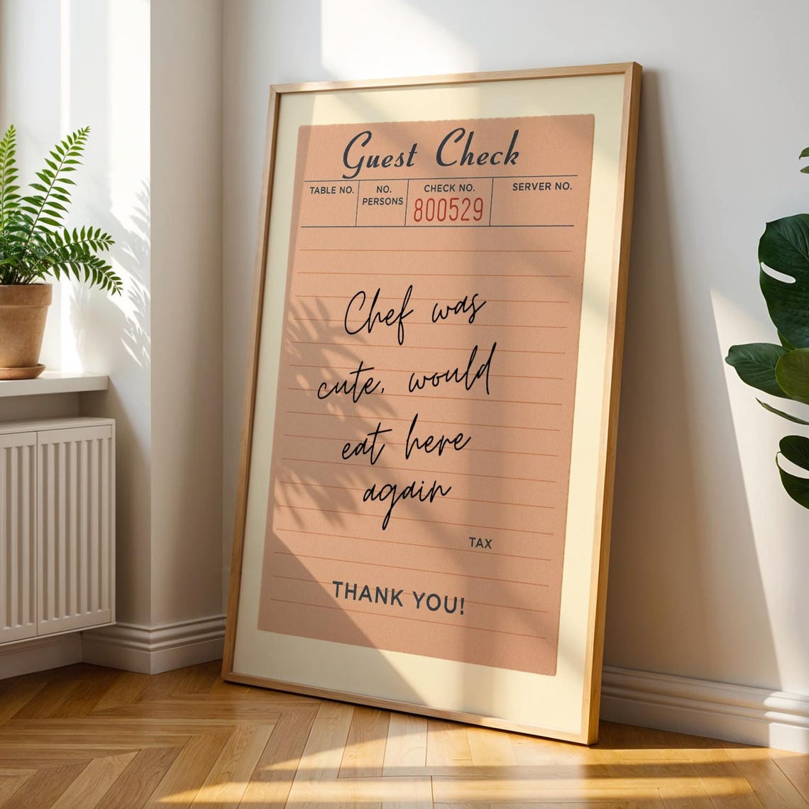 Funny Chef Quote Print Retro Restaurant Guest Check Kitchen Art