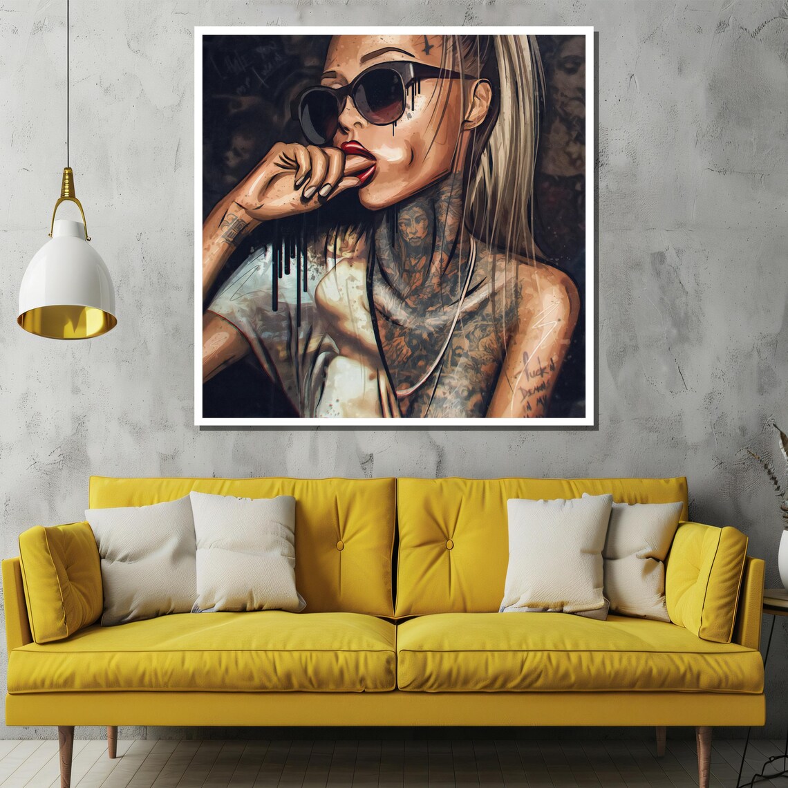 Tattooed Woman Sunglasses Edgy Street Portrait Fashion Poster - Image 2