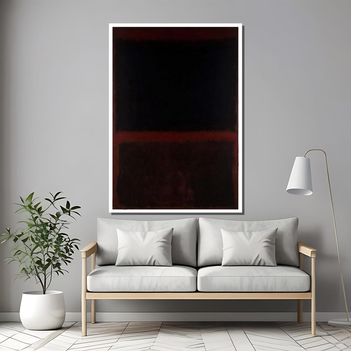 Deep Black And Ember Red Minimal Dark Abstract Statement Poster - Image 2