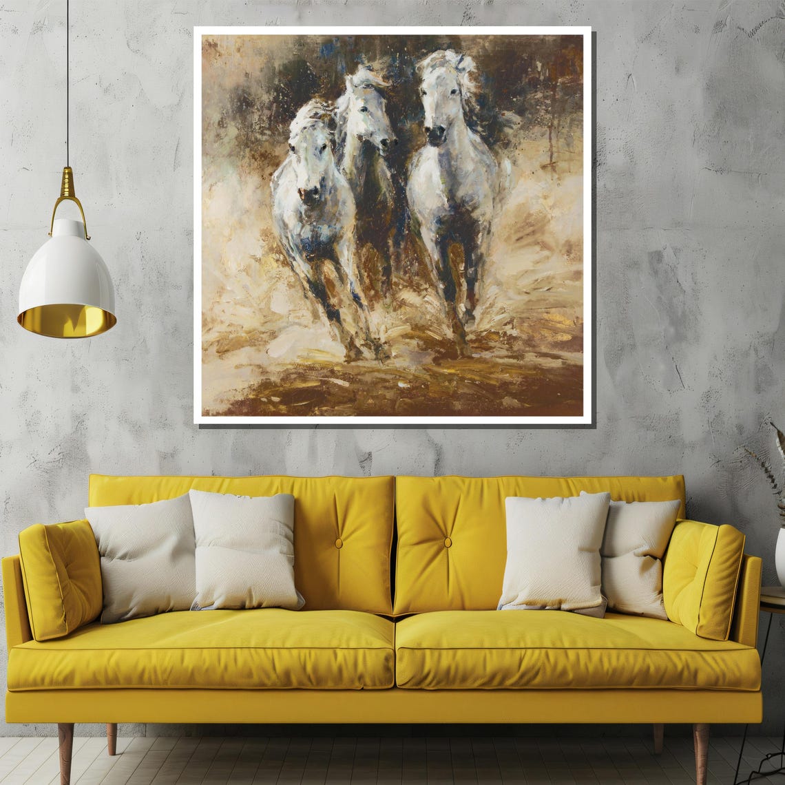 Two Wild White Horses Galloping Through Mist And Water Poster - Image 2